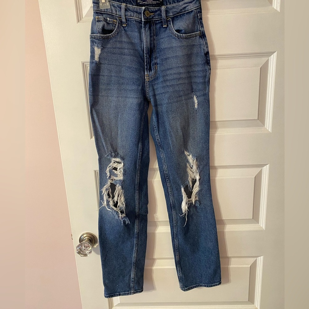 Hollister Distressed High Waisted Blue Jeans